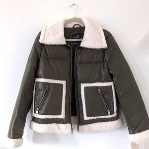 NEW Levis Breanna Faux Leather Sherpa Puffer Jacket